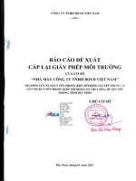 Báo cáo Đề xuất cấp giấy phép môi trường Đối với cơ sở “nhà máy công ty tnhh boyd việt nam