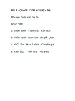 Quản Lý Dự Án Trắc Nghiệm Và Đáp Án Bài 1 - Quản Lý Dự Án Hiện Đại.docx