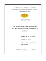 The difficulties in public speaking skill and methods to overcome for student in university