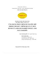 Ứng dụng phần mềm mã nguồn mở odoo cho quy trình quản lý bán bánh của doanh nghiệp sweet and saul bakery