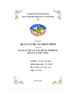 Quản lý dự án phần mềm tên Đề tài quản lý dự án xây dựng website quản lý thư viện