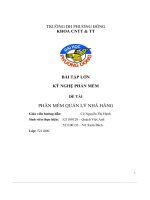 Bài tập lớn kỹ nghệ phần mềm Đề tài phần mềm quản lý nhà hàng
