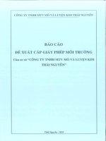 Báo cáo Đề xuất cấp giấy phép môi trường của cơ sở công ty tnhh mtv mỏ và luyện kim thái nguyên