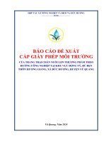 Báo cáo Đề xuất cấp giấy phép môi trường của cơ sở trang trại chăn nuôi lợn thương phẩm theo hướng công nghiệp tại khu vực Động tý, rú rẹn, thôn hương giang, huyện vũ quang