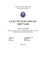 Tiểu luận số 85 thủ tục giải quyết yêu cầu công nhận thuận tình ly hôn, thỏa thuận nuôi con, chia tài sản khi ly hôn