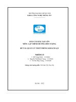 Lập trình hướng Đối tượng  Đề tài  quản lý thuê phòng khách sạn