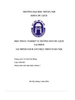 Nghiệp vụ hướng dẫn du lịch tại Điểm lộ trình tour ẩm thực phố cổ hà nội