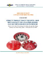 Báo cáo Đề xuất cấp giấy phép môi trường của công ty tnhh kỹ thuật top opto