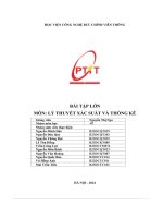 Bài tập lớn môn  lý thuyết xác suất và thống kê