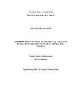 Giải pháp nâng cao chất lượng dịch vụ logistics Đường biển tại công ty cổ phần vận tải biển vinafco (Đề Án thạc sĩ ngành quản trị kinh doanh)
