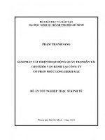 Giải pháp cải thiện hoạt Động quản trị nhân tài cho khối vận hành tại công ty cổ phần phúc long heritage