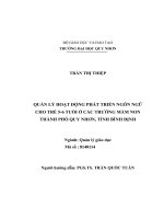 Quản lý hoạt Động phát triển ngôn ngữ cho trẻ 5 6 tuổi Ở các trường mầm non thành phố quy nhơn, tỉnh bình Định (Đề Án thạc sĩ ngành quản lí giáo dục)