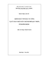 Kiểm soát vốn Đầu tư công tại Ủy ban nhân dân thành phố quy nhơn, tỉnh bình Định (Đề Án thạc sĩ ngành kế toán)