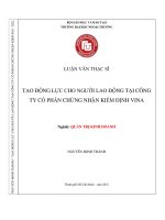 Tạo động lực cho người lao động tại Công ty cổ phần Chứng nhận Kiểm định Vina