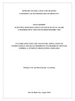 Factors affecting the voluntary application of international financial reporting standards in vietnam empirical evidence from listed companies