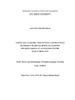 Young efl learners’ perceptions and practices of project based learning in learning speaking skills at an english centre in quy nhon city