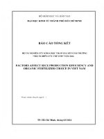 Factors affect rice production efficiency and organic fertilizer choice in viet nam