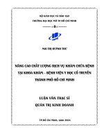 Nâng cao chất lượng dịch vụ khám chữa bệnh tại khoa khám   bệnh viện y học cổ truyền thành phố hồ chí minh