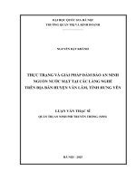 Thực trạng và giải pháp Đảm bảo an ninh nguồn nước mặt tại các làng nghề trên Địa bàn huyện văn lâm, tỉnh hưng yên
