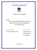 Các yếu tố Ảnh hưởng Đến sự gắn kết của nhân viên tại công ty tnhh tm xnk nguồn sống việt