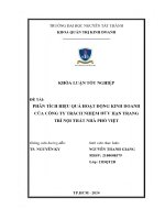 Phân tích hiệu quả hoạt Động kinh doanh của công ty trách nhiệm hữu hạn trang trí nội thất nhà phố việt