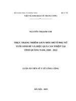 Thực trạng nhiễm giun móc/mỏ ở phụ nữ tuổi sinh đẻ và hiệu quả can thiệp tại tỉnh Quảng Nam 2020 - 2022