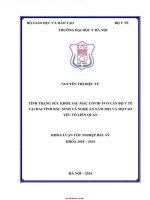 Tình trạng sức khỏe sau mắc covid 19 Ở cán bộ y tế tại hai tỉnh bắc ninh và nghệ an năm 2022 và một số yếu tố liên quan