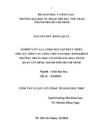 Nghiên cứu lựa chọn bài tập phát triển thể lực môn Cầu lông cho nam học sinh khối 8 Trường Trung học Cơ sở Hoàng Hoa Thám - quận Tân Bình, Thành phố Hồ Chí Minh