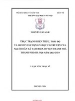 Thực trạng kiến thức, thái Độ và hành vi sử dụng y học cổ truyền của người dân xã tam hiệp, huyện thanh trì, thành phố hà nội năm 2023 2024