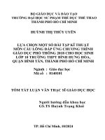 Lựa chọn một số bài tập kỹ thuật môn Cầu lông đáp ứng chương trình giáo dục phổ thông 2018 cho học sinh lớp 10 Trường THPT Bình Hưng Hòa Quận Bình Tân TP Hồ Chí Minh