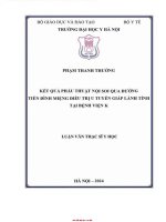 Kết quả phẫu thuật nội soi qua Đường tiền Đình miệng Điều trị u tuyến giáp lành tính tại bệnh viện k