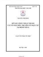 Kết quả phẫu thuật nội soi cắt túi mật Điều trị viêm túi mật cấp tại bệnh viện e