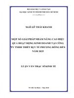 Một số giải pháp nhằm nâng cao hiệu quả hoạt Động kinh doanh tại công ty tnhh thiết bị y tế phương Đông Đến năm 2025