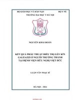 Kết quả phẫu thuật Điều trị gãy kín galeazzi Ở người trưởng thành tại bệnh viện hữu nghị việt Đức