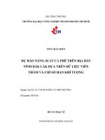 Dự báo năng suất cà phê trên Địa bàn tỉnh Đắk lắk dựa trên dữ liệu viễn thám và chỉ số hạn khí tượng
