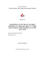 Ảnh hưởng của kỹ thuật gia nhiệt ohm Đến các tính chất hóa lý và hợp chất có hoạt tính sinh học của nước dừa tươi