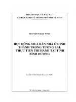 Hợp Đồng mua bán nhà Ở hình thành trong tương lai  thực tiễn thi hành tại tỉnh bình dương