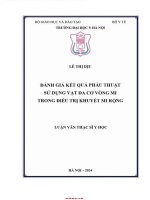 Đánh giá kết quả phẫu thuật sử dụng vạt da cơ vòng mi trong Điều trị khuyết mi rộng