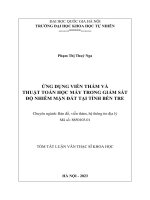 Ứng dụng viễn thám và thuật toán học máy trong giám sát Độ nhiễm mặn Đất tại tỉnh bến tre