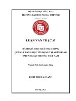 Đánh giá hiệu quả hoạt động quản lý danh mục tín dụng tại Ngân hàng TMCP Ngoại thương Việt Nam