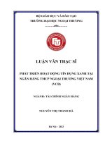 Phát triển hoạt động tín dụng xanh tại Ngân hàng Thương mại Cổ phần Ngoại thương Việt Nam VCB