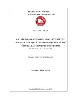 Các yếu tố ảnh hưởng đến động lực làm của nhân viên tại các doanh nghiệp vừa và nhỏ trên địa bàn thành phố Hồ Chí Minh trong bối cảnh Covid
