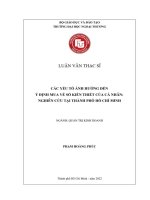 CÁC YẾU TỐ ẢNH HƯỞNG ĐẾN Ý ĐỊNH MUA VÉ SỐ KIẾN THIẾT CỦA CÁ NHÂN: NGHIÊN CỨU TẠI THÀNH PHỐ HỒ CHÍ MINH