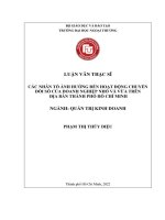 CÁC NHÂN TỐ ẢNH HƯỞNG ĐẾN HOẠT ĐỘNG CHUYỂN ĐỔI SỐ CỦA DOANH NGHIỆP NHỎ VÀ VỪA TRÊN ĐỊA BÀN THÀNH PHỐ HỒ CHÍ MINH