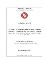 Các nhân tố ảnh hưởng đến sự hài lòng của khách hàng đối với ứng dụng hệ sinh thái bảo hiểm xã hội số trong dịch vụ hành chính công tại bảo hiểm xã hội TP Hồ Chí Minh