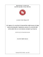 Tác động của người có ảnh hưởng trên mạng xã hội Influencer đến ý định mua hàng của người tiêu dùng đối với các sản phẩm làm đẹp tại TP.HCM