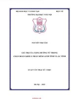 Giá trị của cộng hưởng từ trong chẩn Đoán khối u phần mềm lành tính và Ác tính