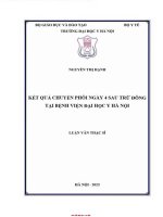 Kết quả chuyển phôi ngày 4 sau trữ Đông tại bệnh viện Đại học y hà nội