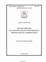 Kết quả Điều trị ung thư bàng quang nông bằng bcg nội bàng quang tại bệnh viện k