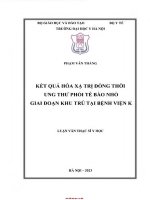 Kết quả hóa xạ trị Đồng thời ung thư phổi tế bào nhỏ giai Đoạn khu trú tại bệnh viện k